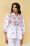 Azure and Indigo - Hummingbird Embroidered Shirt