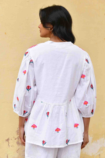 Azure and Indigo - Hummingbird Embroidered Shirt