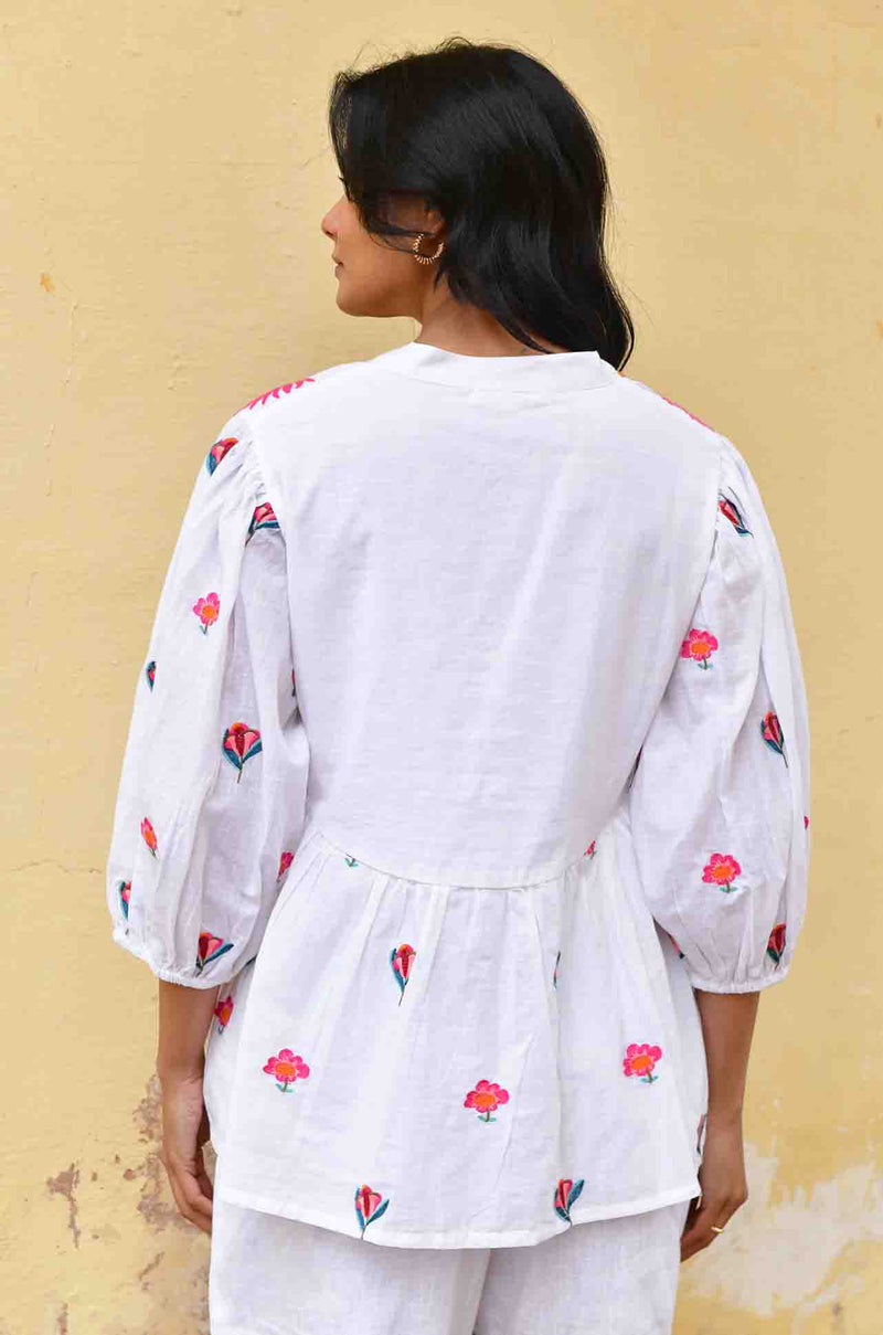 Azure and Indigo - Hummingbird Embroidered Shirt