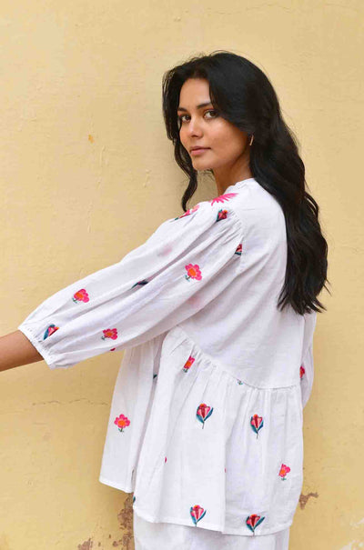 Azure and Indigo - Hummingbird Embroidered Shirt