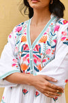 Azure and Indigo - Hummingbird Embroidered Swing Dress