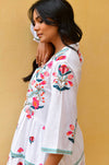 Azure and Indigo - Hummingbird Embroidered Swing Dress