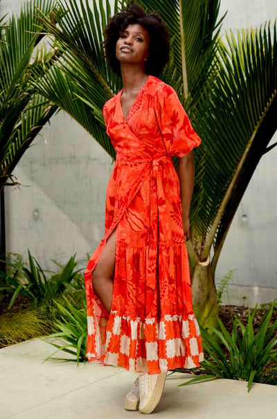 Summer Boho Wedding Guest Dress Floral Wrap Maxi Dress: Red Bohemian Festival Wedding Guest Dress Summer Boho Wedding Guest Dress Floral Wrap Maxi Dress: Red Bohemian Festival Wedding Guest Dress