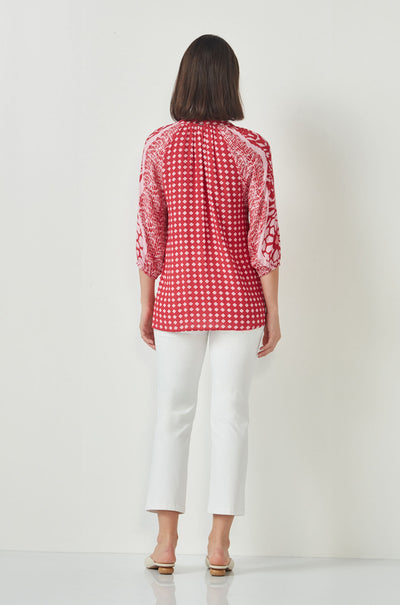 Verge - Inspire Blouse in Red Print