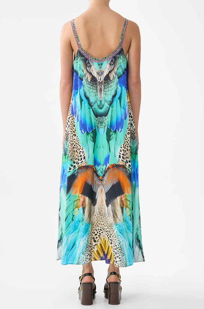 Camilla - Jungle Flight V Neck Midi Slip Dress