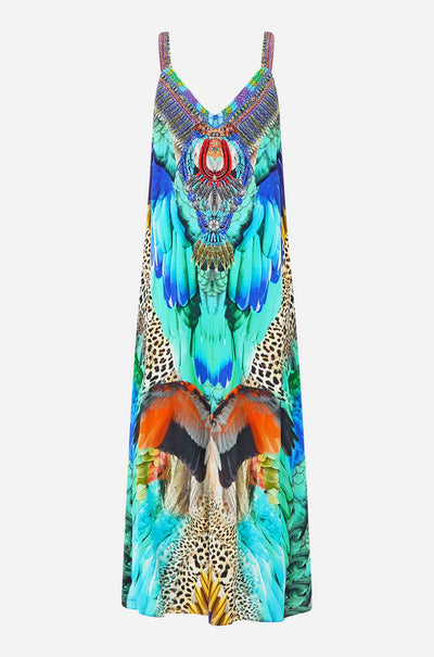 Camilla - Jungle Flight V Neck Midi Slip Dress