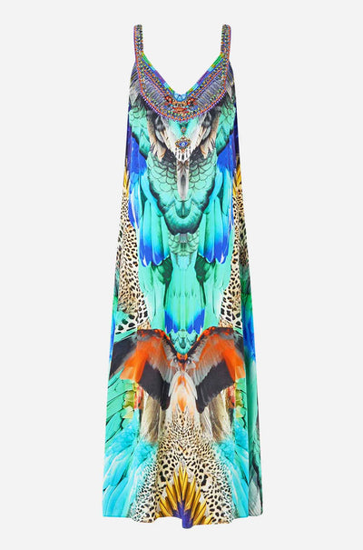 Camilla - Jungle Flight V Neck Midi Slip Dress