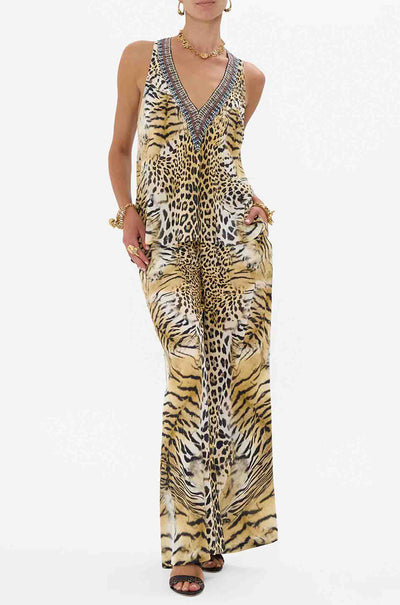 Camilla - Jaguar V Neck Top w/ Knot Back