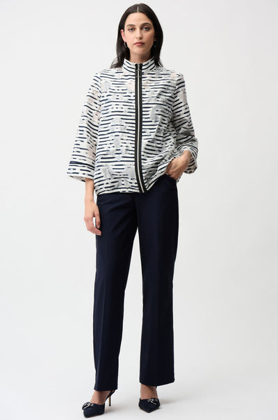 Joseph Ribkoff - Jacquard Organza Stripe Bomber Jacket
