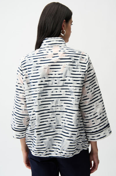 Joseph Ribkoff - Jacquard Organza Stripe Bomber Jacket