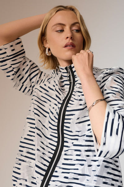 Joseph Ribkoff - Jacquard Organza Stripe Bomber Jacket
