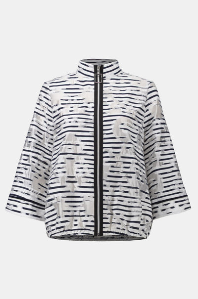 Joseph Ribkoff - Jacquard Organza Stripe Bomber Jacket