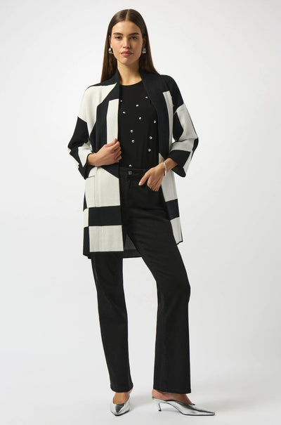 Joseph Ribkoff - Jacquard Sweater Knit Colour Block Cover Up