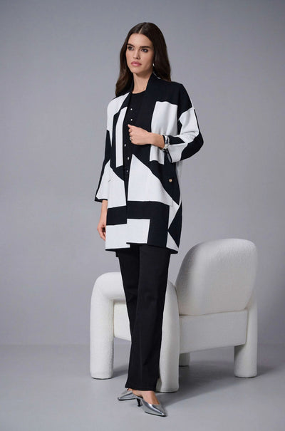 Joseph Ribkoff - Jacquard Sweater Knit Colour Block Cover Up