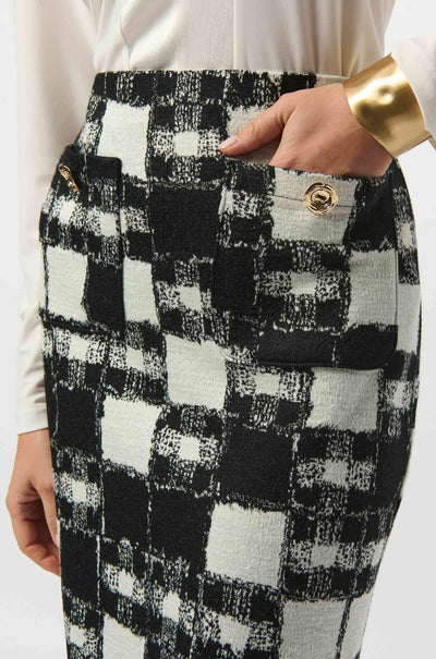 Joseph Ribkoff - Jacquard Sweater Plaid Print Pull On Skirt