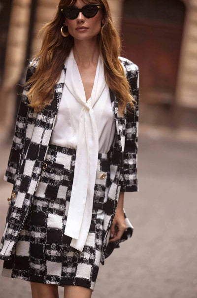 Joseph Ribkoff - Jacquard Sweater Plaid Print Pull On Skirt