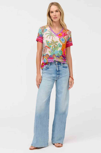 Johnny Was - The Janie Favorite Short Sleeve V Neck Swing Tee in Avelar