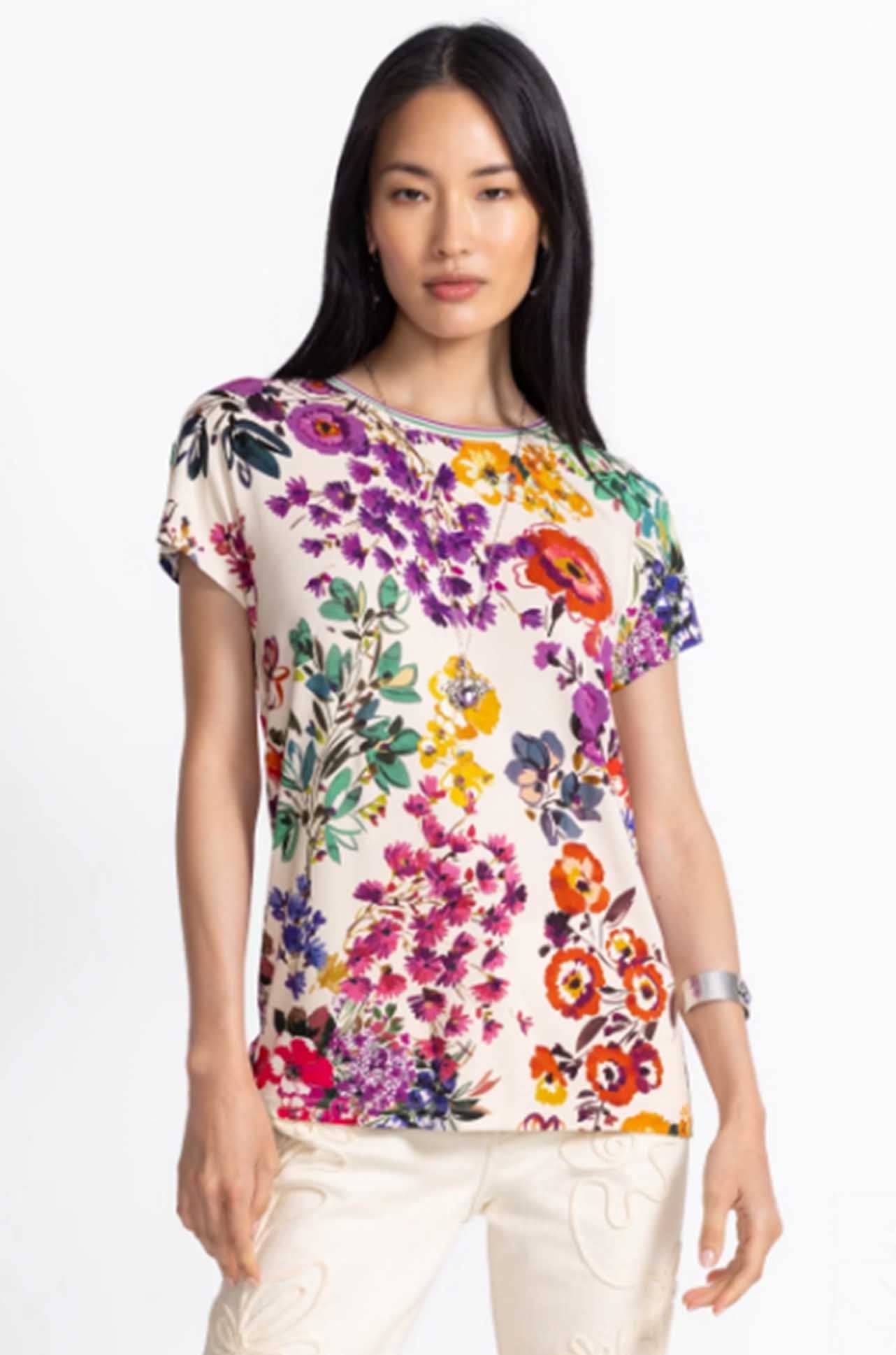 Johnny Was - The Janie Favorite Relaxed Dolman Sleeve Tee in Evalon Print