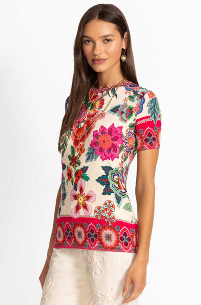 Johnny Was - The Janie Favorite Short Sleeve Crew Neck Tee in Kallie Scarf