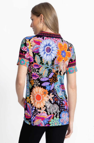 Johnny Was - The Janie Favorite Short Sleeve Swing Polo in Caetana Print