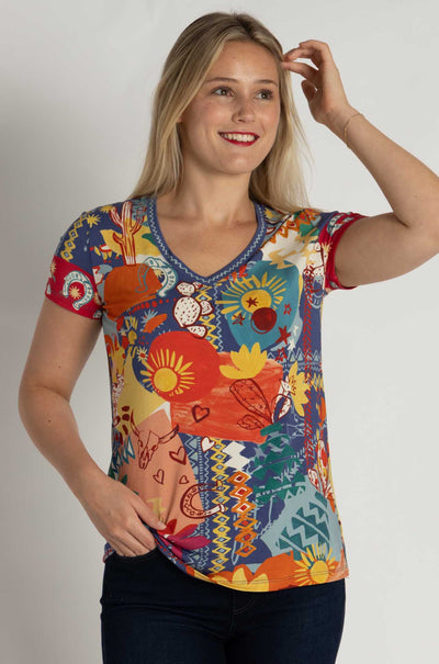 Johnny Was - The Janie Favorite Short Sleeve V-Neck Tee in Liberty Print