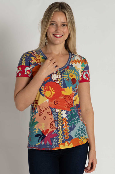 Johnny Was - The Janie Favorite Short Sleeve V-Neck Tee in Liberty Print