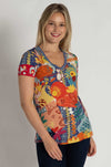 Johnny Was - The Janie Favorite Short Sleeve V-Neck Tee in Liberty Print