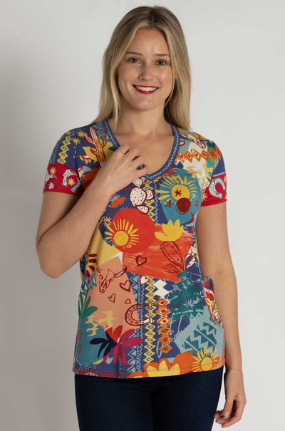 Johnny Was - The Janie Favorite Short Sleeve V-Neck Tee in Liberty Print