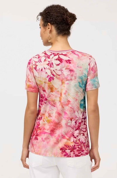 Johnny Was - The Janie Favorite Short Sleeve V Neck Swing Tee in Thousand Petals