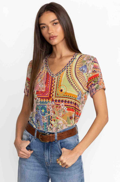 Johnny Was - The Janie Favorite Short Sleeve V-Neck Tee in Mosaic