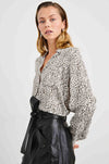 Rails - Josephine L/S Button Down in Charcoal Watercolour Cheetah