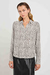 Rails - Josephine L/S Button Down in Charcoal Watercolour Cheetah