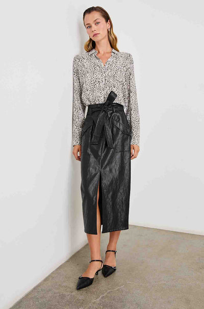 Rails - Josephine L/S Button Down in Charcoal Watercolour Cheetah