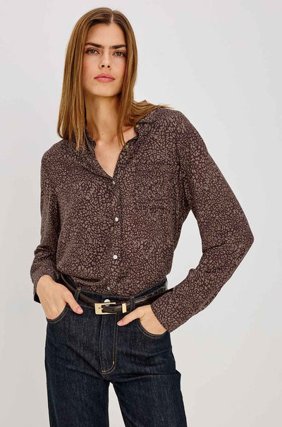 Rails - Josephine LS Top in Cocoa Mini Cheetah
