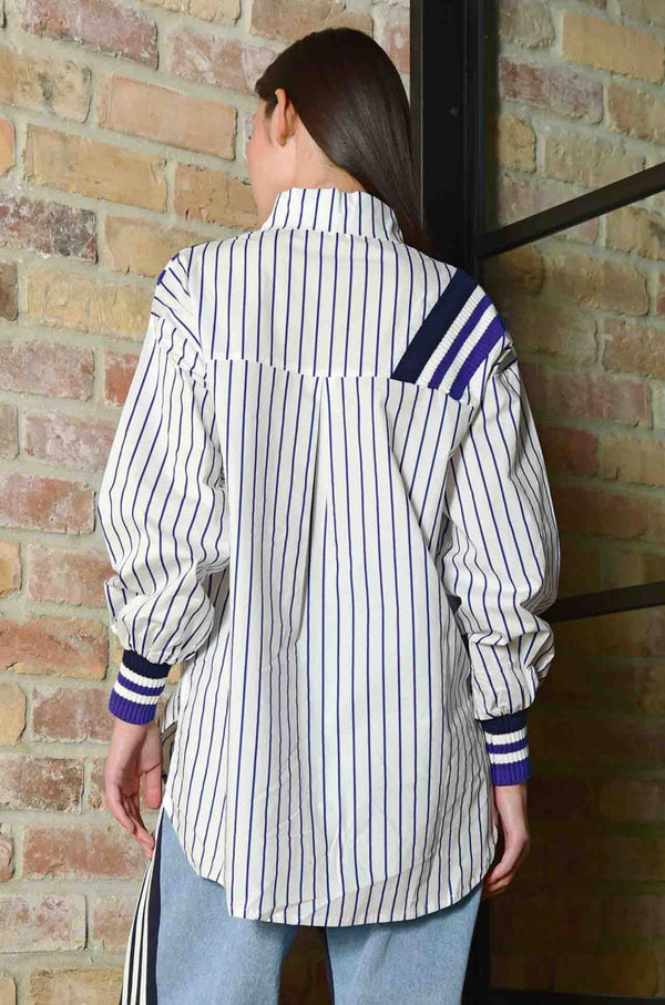 Cooper - We Mean Business Just A Little Rib Shirt in Blue Stripe - Zambezee