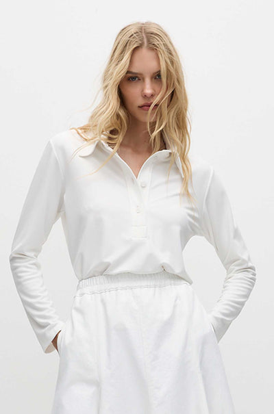 Mela Purdie - Kick Collar Polo in Powder Knit