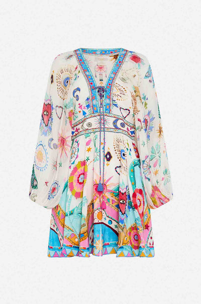 Camilla - Living In Colour Lace Up Front Short Dress