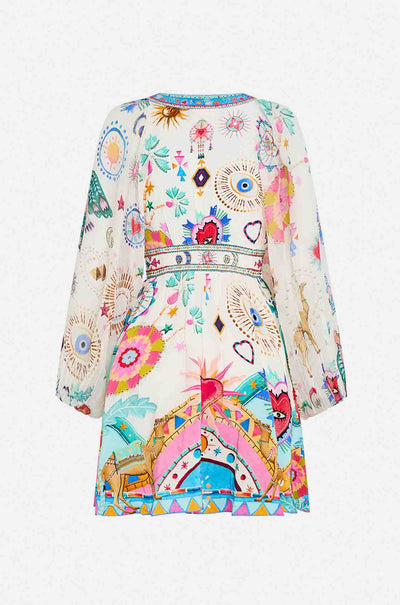 Camilla - Living In Colour Lace Up Front Short Dress