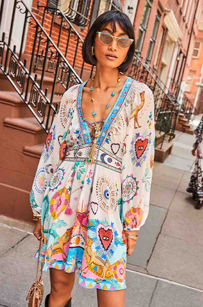 Camilla - Living In Colour Lace Up Front Short Dress