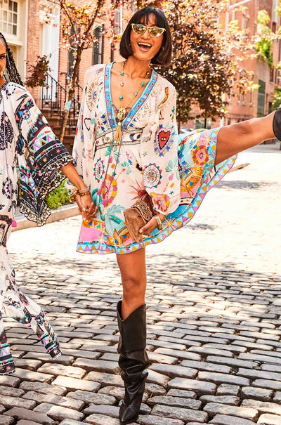 Camilla - Living In Colour Lace Up Front Short Dress