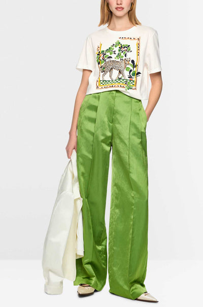 Marc Cain - Leo's Oasis Cotton T-Shirt w/ Leopard Motif