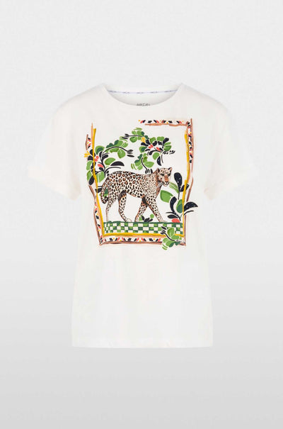 Marc Cain - Leo's Oasis Cotton T-Shirt w/ Leopard Motif