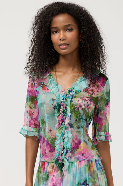 Johnny Was - Lorelei Ruffle Button Up Shirt