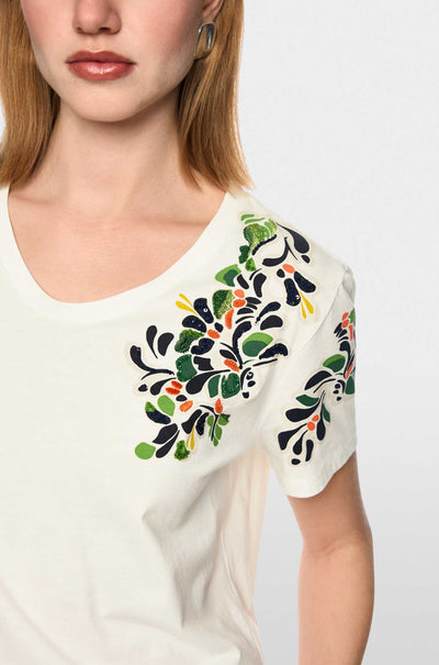 Marc Cain - Leo's Oasis Shirt w/ Hibiscus Print & Sequins