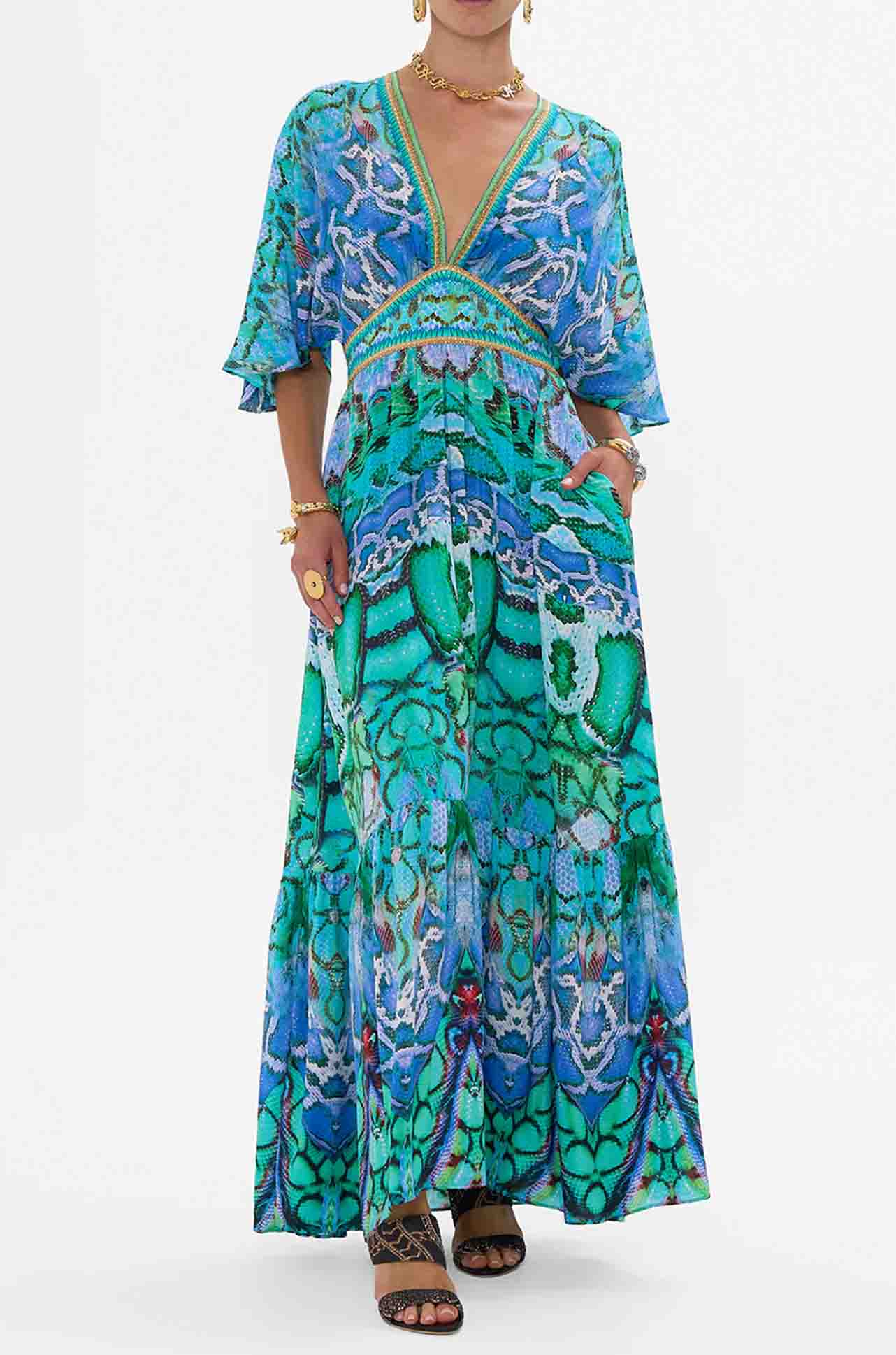 Camilla - Land Of Wonder Waisted Dress with Hem Ruffle - Zambezee Camilla - Land Of Wonder Waisted Dress with Hem Ruffle - Zambezee