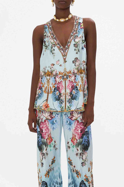 Camilla - Letters To Leo V-Neck Top w/ Knot Back