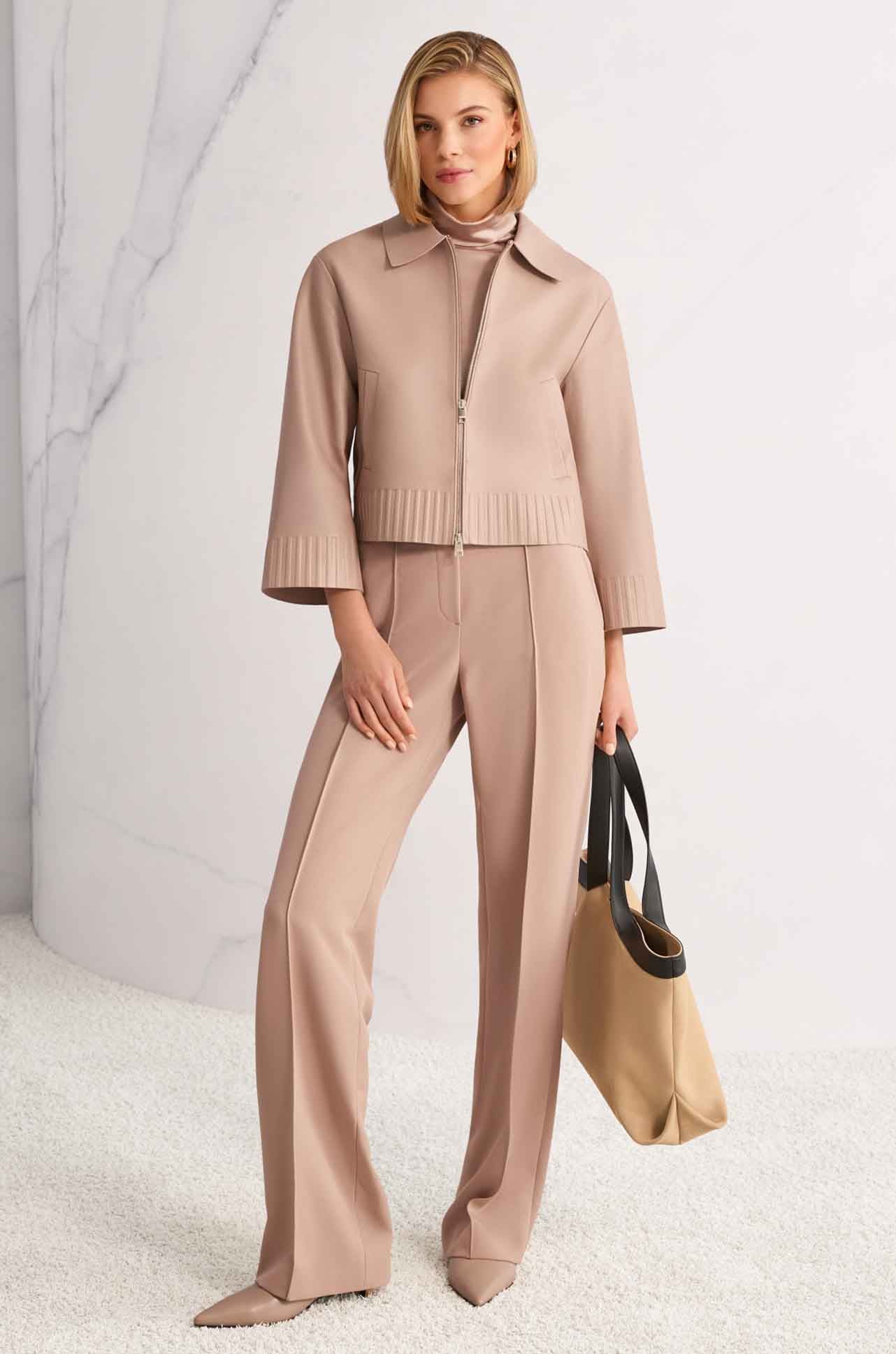 Marc Cain - Rethink Together Lamb Nappa Jacket in Warm Taupe