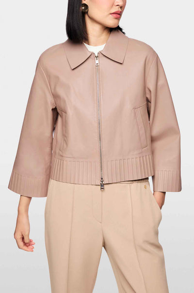 Marc Cain - Rethink Together Lamb Nappa Jacket in Warm Taupe