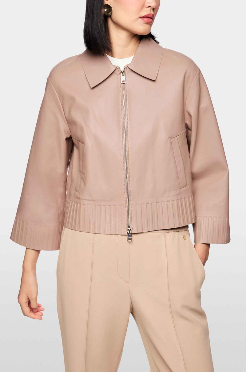 Marc Cain - Rethink Together Lamb Nappa Jacket in Warm Taupe