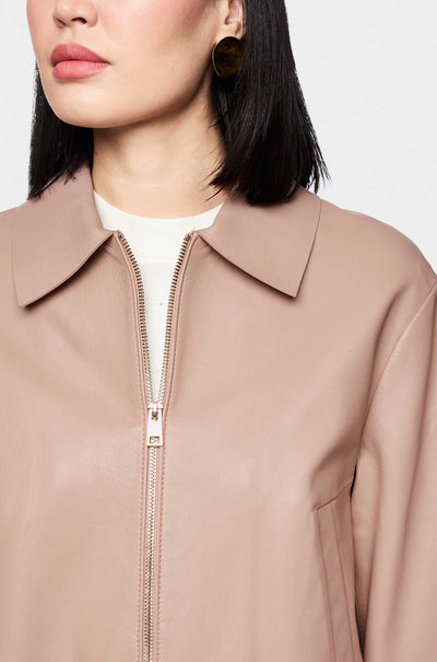 Marc Cain - Rethink Together Lamb Nappa Jacket in Warm Taupe